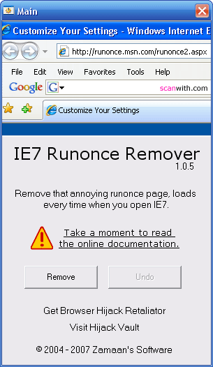 ie7 runonce remover